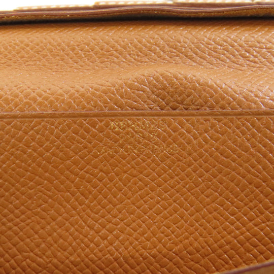 HERMES Long Wallet Purse Epsom gold Fleming Gold mens Used Authentic