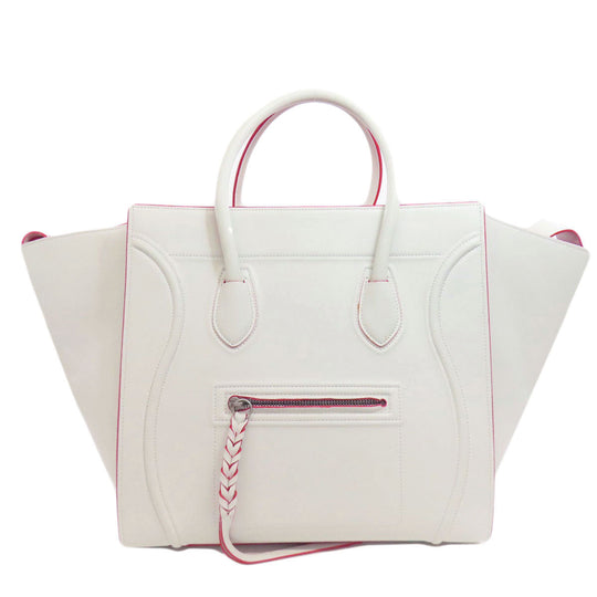 CELINE Tote Bag Calfskin white Luggage phantom Women Used Authentic
