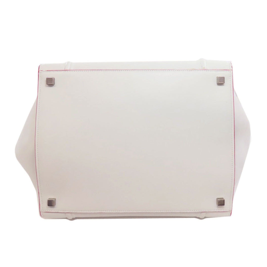 CELINE Tote Bag Calfskin white Luggage phantom Women Used Authentic