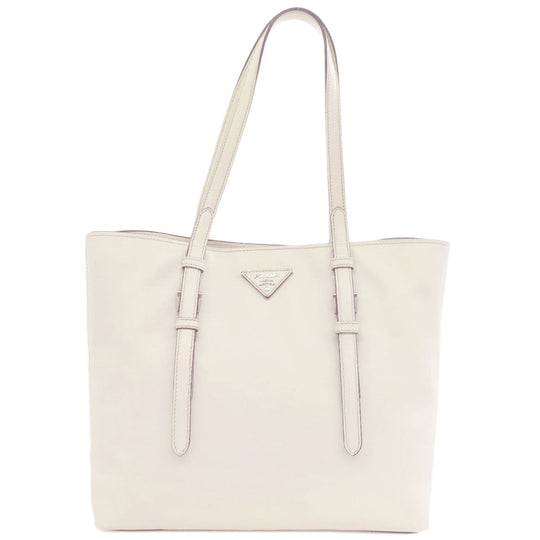 PRADA Tote Bag BR5134 Calfskin white logo Women Used Authentic