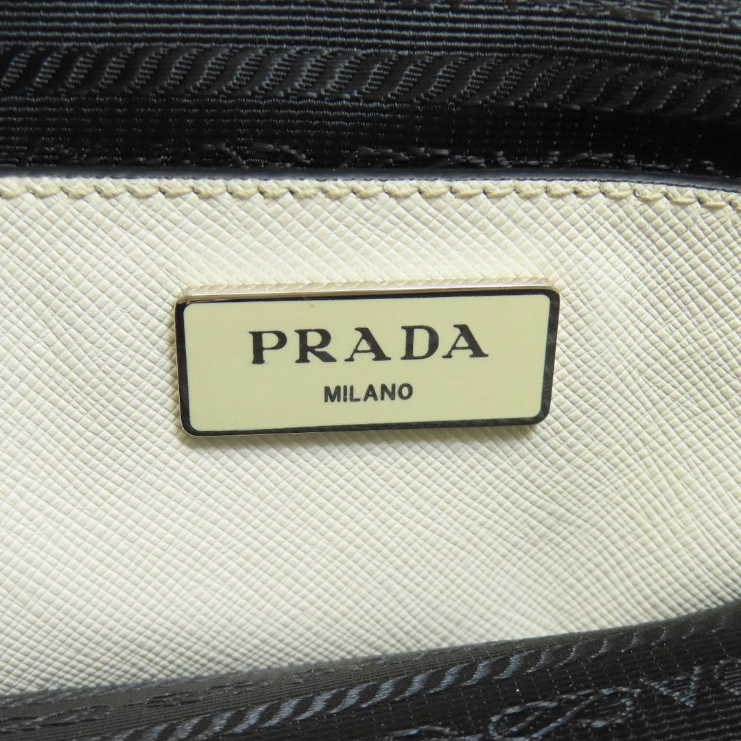 PRADA Tote Bag BR5134 Calfskin white logo Women Used Authentic