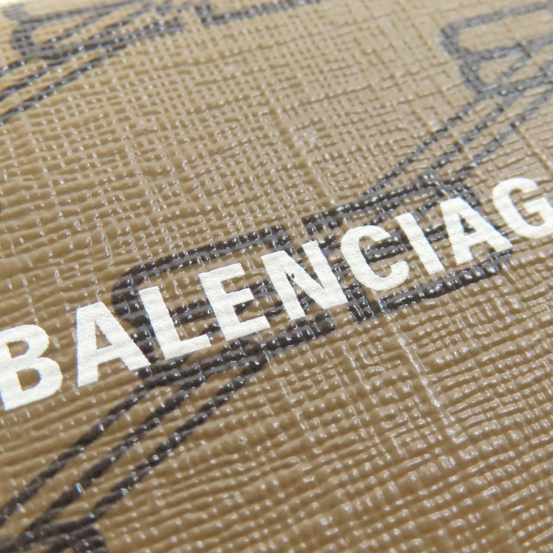 BALENCIAGA Bifold Wallet 594312 PVC Brown BB Tri-fold Wallet Women(Unisex) Used Authentic