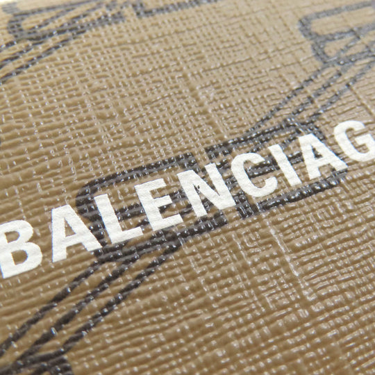 BALENCIAGA Bifold Wallet 594312 PVC Brown BB Tri-fold Wallet Women(Unisex) Used Authentic