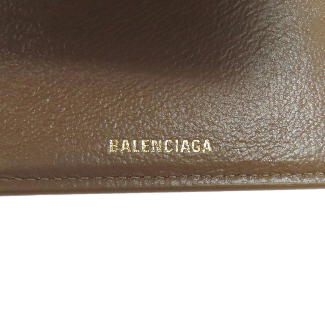 BALENCIAGA Bifold Wallet 594312 PVC Brown BB Tri-fold Wallet Women(Unisex) Used Authentic