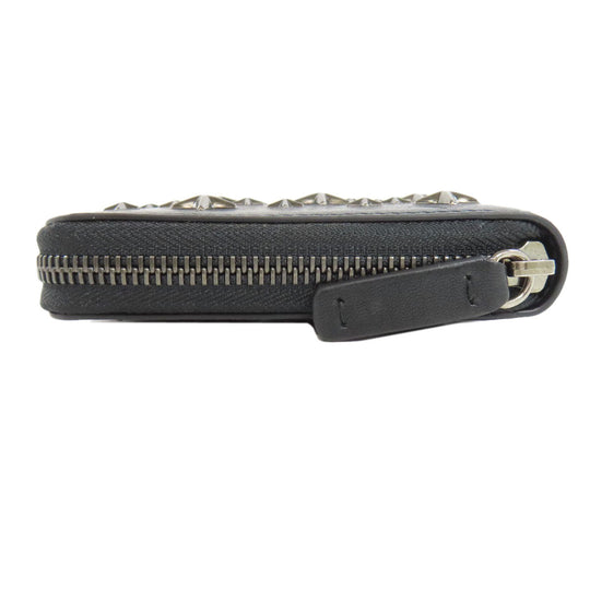 JIMMY CHOO Bifold Wallet leather black Studs star motif Women Used Authentic