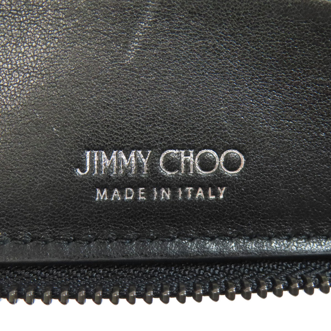 JIMMY CHOO Bifold Wallet leather black Studs star motif Women Used Authentic