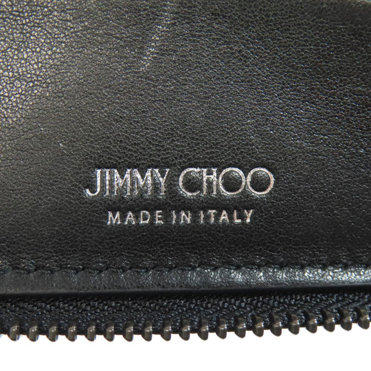 JIMMY CHOO Bifold Wallet leather black Studs star motif Women Used Authentic