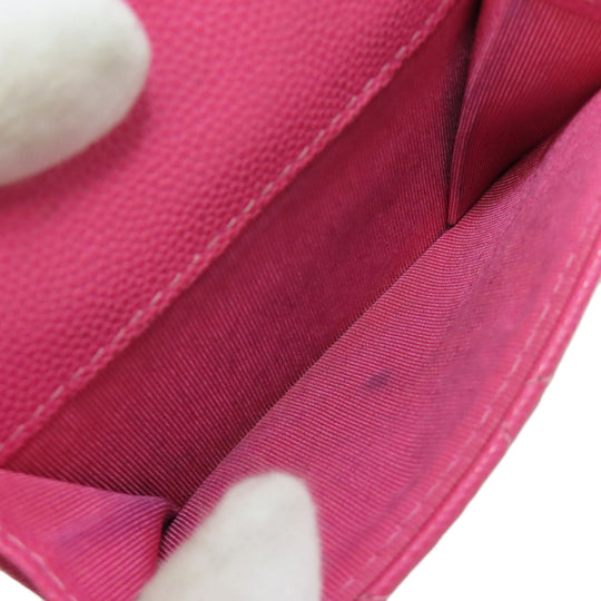 CHANEL Bifold Wallet Grained Calfskin Skin pink COCO Mark Gold Metal Tri-fold Wallet Women Used Authentic
