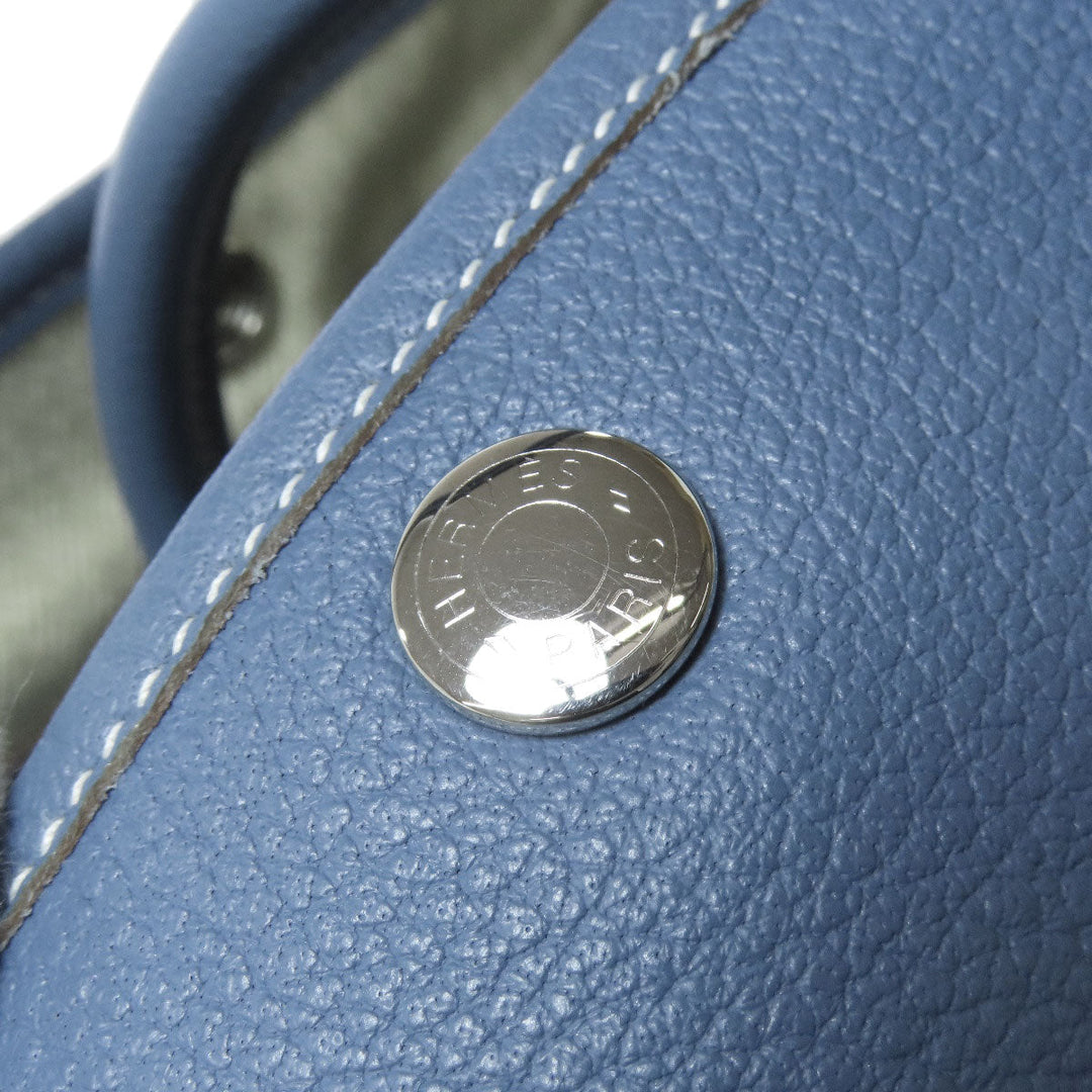 HERMES Tote Bag Negonda blue Garden Party TPM SilverMetal Women Used Authentic