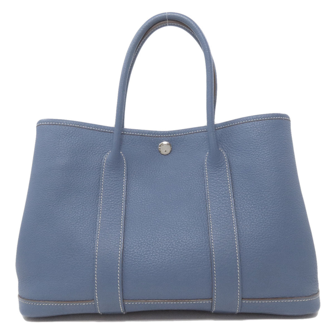 HERMES Tote Bag Negonda blue Garden Party TPM SilverMetal Women Used Authentic