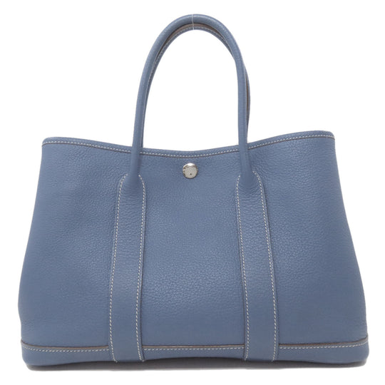 HERMES Tote Bag Negonda blue Garden Party TPM SilverMetal Women Used Authentic