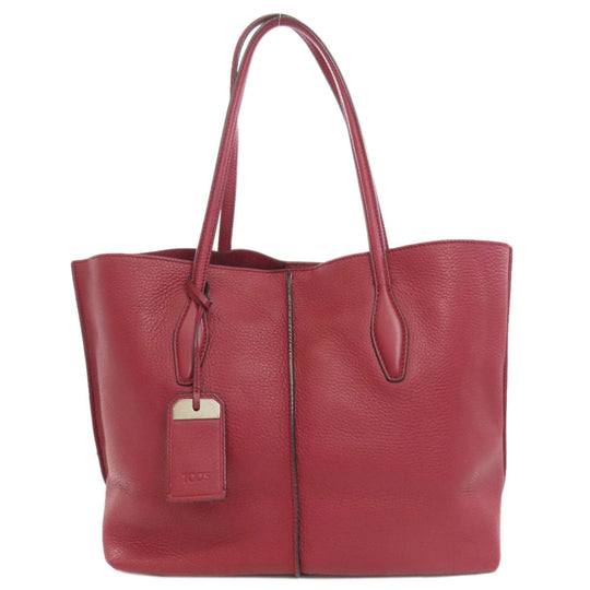 TOD'S Tote Bag leather Red Simple design Women Used Authentic