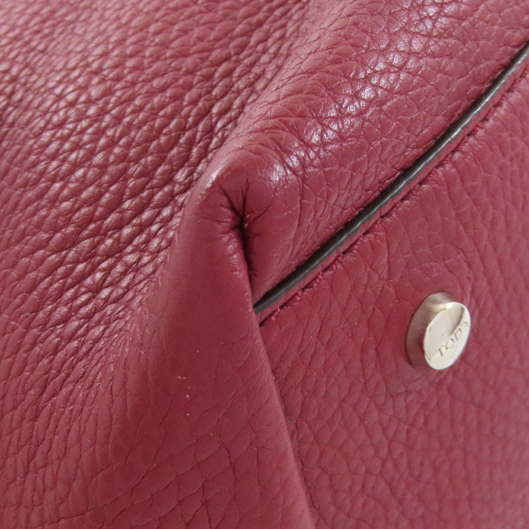 TOD'S Tote Bag leather Red Simple design Women Used Authentic