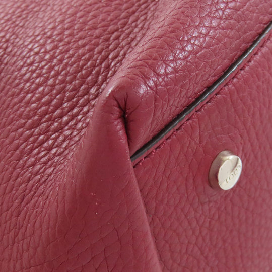 TOD'S Tote Bag leather Red Simple design Women Used Authentic
