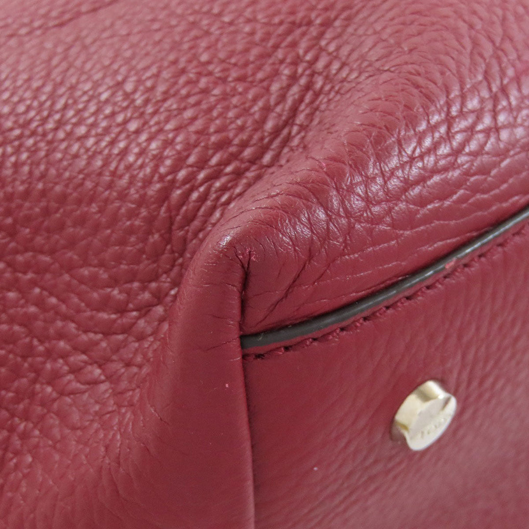 TOD'S Tote Bag leather Red Simple design Women Used Authentic