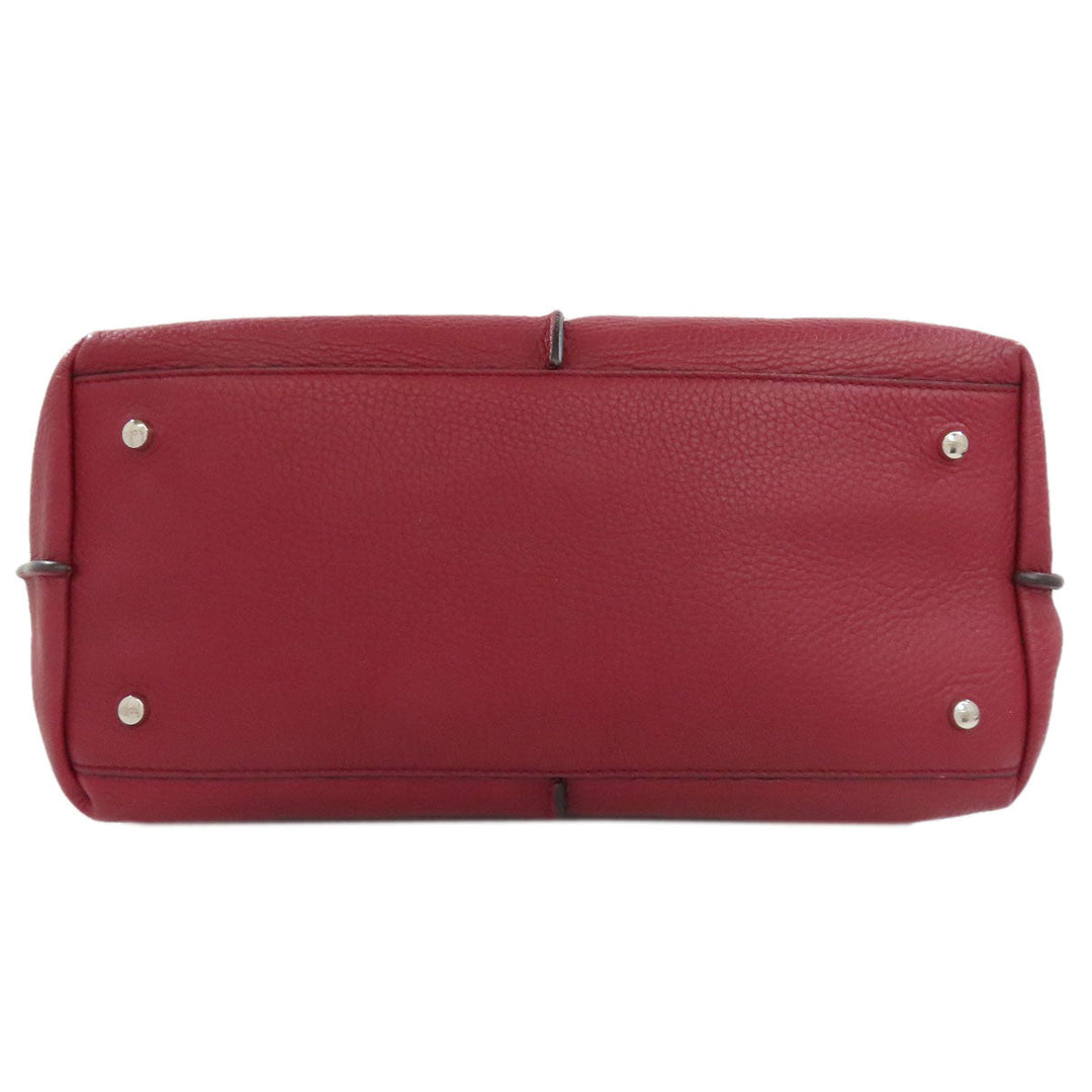 TOD'S Tote Bag leather Red Simple design Women Used Authentic