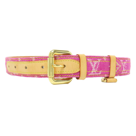 LOUIS VUITTON belt M6925W Monogram denim pink Saintur