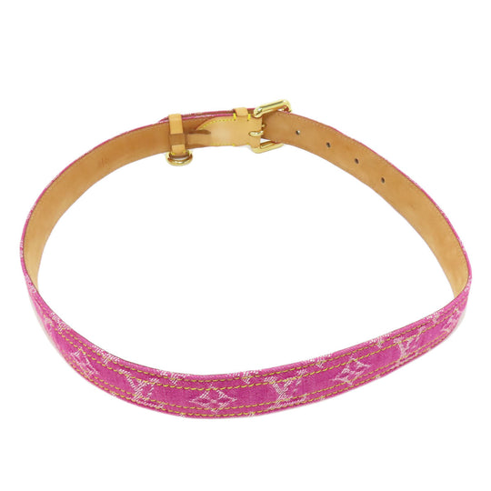 LOUIS VUITTON belt M6925W Monogram denim pink Saintur