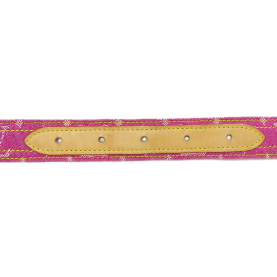 LOUIS VUITTON belt M6925W Monogram denim pink Saintur