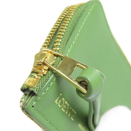 LOEWE Coin case Canvas, Leather green anagram Women Used Authentic