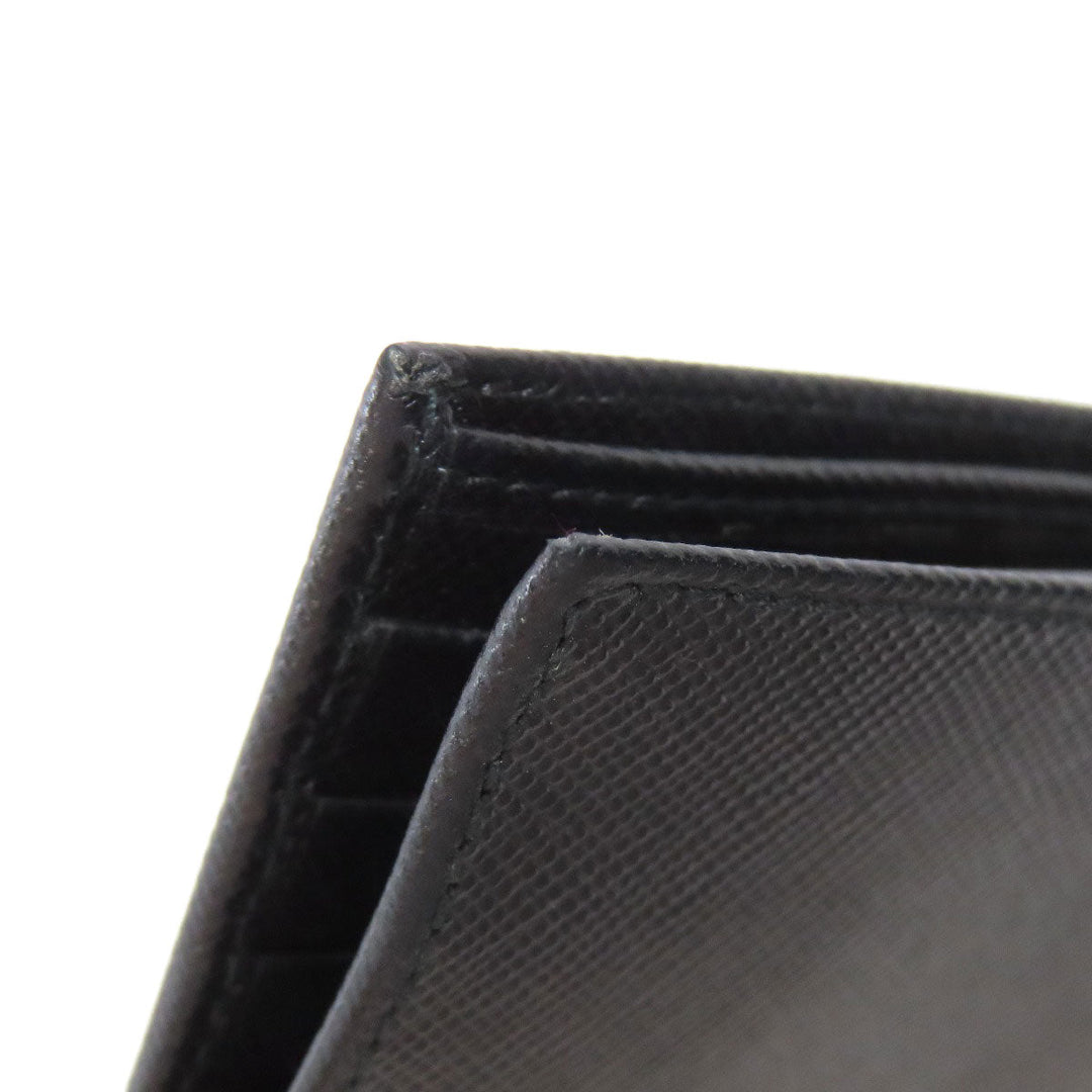 PRADA Bifold Wallet Safiano black logo Women Used Authentic