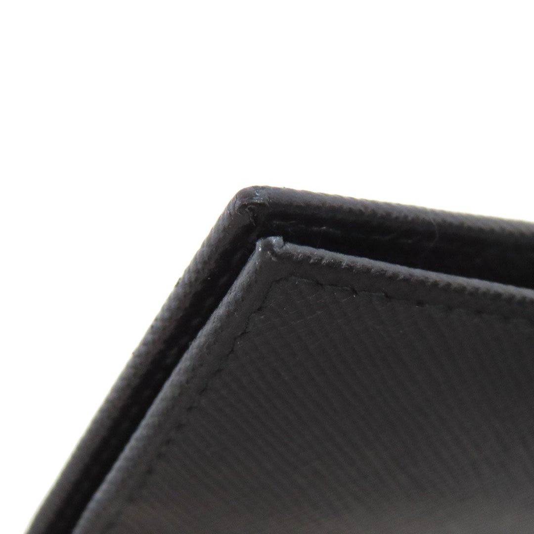 PRADA Bifold Wallet Safiano black logo Women Used Authentic