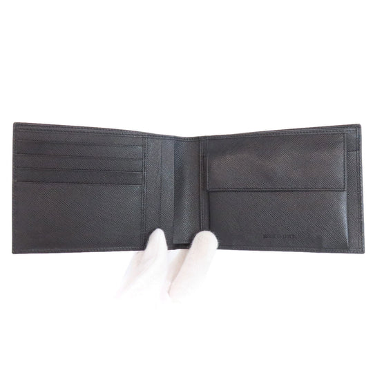PRADA Bifold Wallet Safiano black logo Women Used Authentic