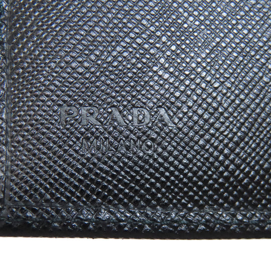 PRADA Bifold Wallet Safiano black logo Women Used Authentic