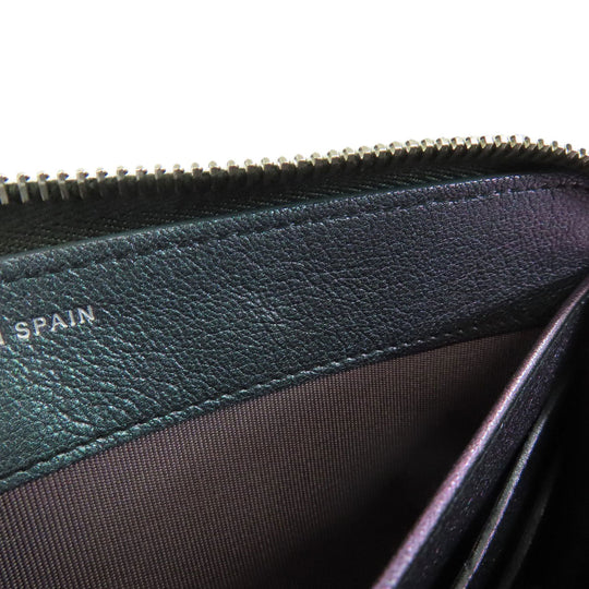 CHANEL Long Wallet Purse Calfskin purple Matelasse COCO Mark SilverMetal Women Used Authentic