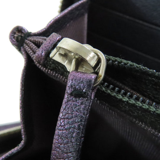 CHANEL Long Wallet Purse Calfskin purple Matelasse COCO Mark SilverMetal Women Used Authentic