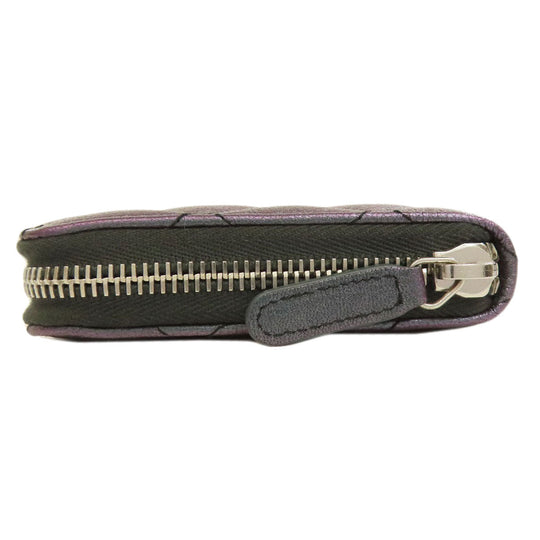 CHANEL Long Wallet Purse Calfskin purple Matelasse COCO Mark SilverMetal Women Used Authentic