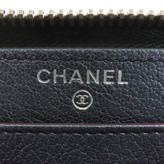 CHANEL Long Wallet Purse Calfskin purple Matelasse COCO Mark SilverMetal Women Used Authentic
