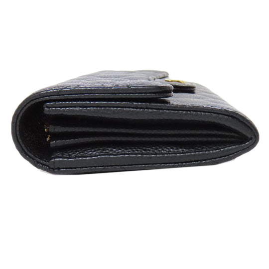 CHANEL Long Wallet Purse Grained Calfskin Skin black COCO Mark Gold Metal