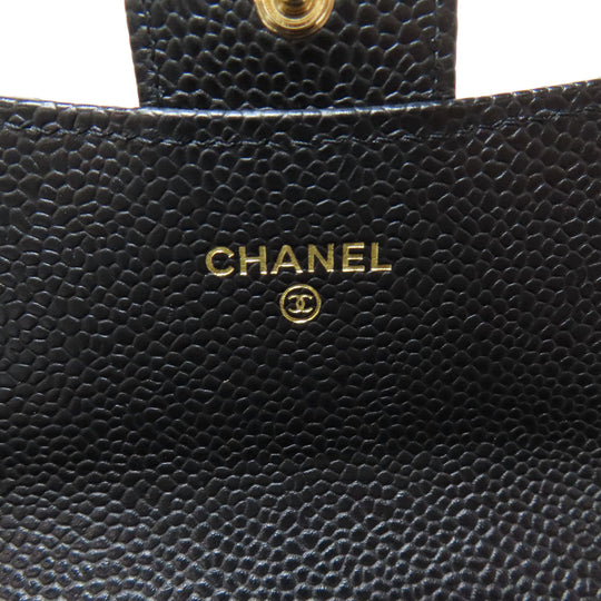 CHANEL Long Wallet Purse Grained Calfskin Skin black COCO Mark Gold Metal