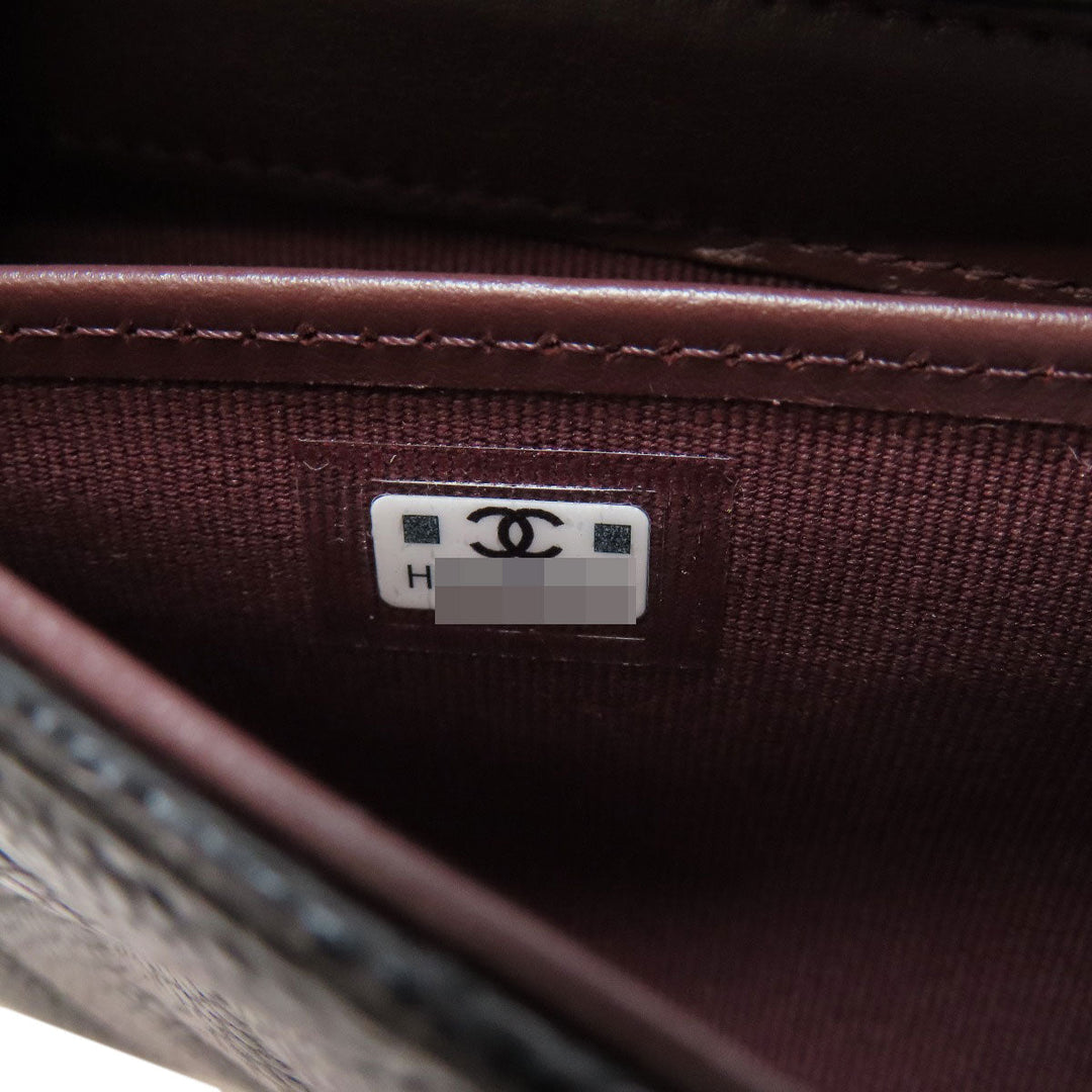 CHANEL Long Wallet Purse Grained Calfskin Skin black COCO Mark Gold Metal
