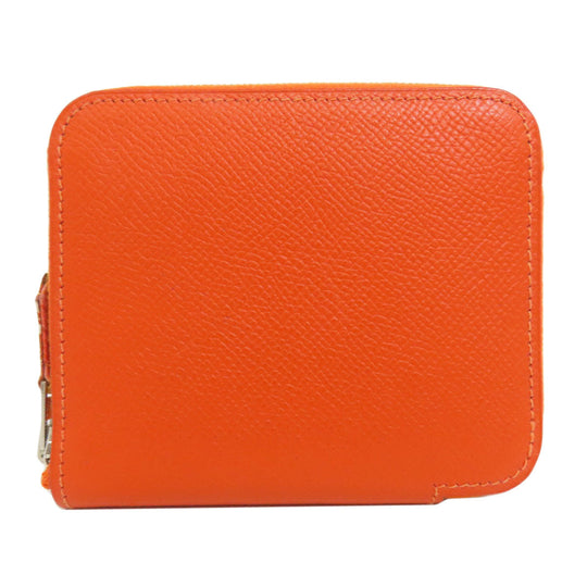 HERMES Coin case Epsom Orange Azap Silkin Compact SilverMetal Women Used Authentic