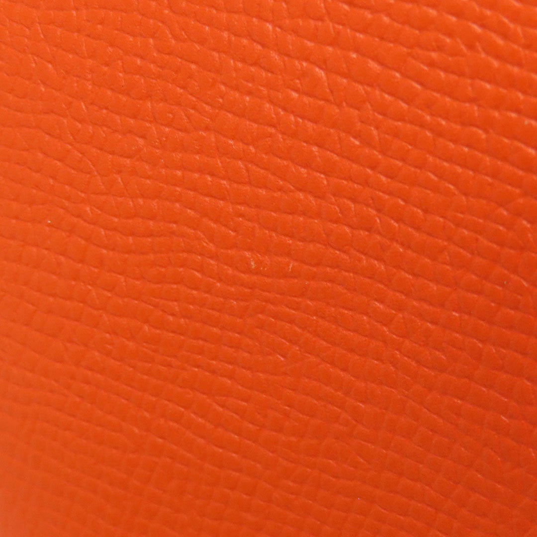 HERMES Coin case Epsom Orange Azap Silkin Compact SilverMetal Women Used Authentic