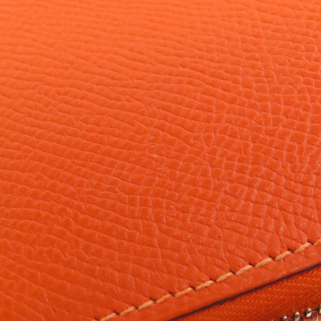 HERMES Coin case Epsom Orange Azap Silkin Compact SilverMetal Women Used Authentic