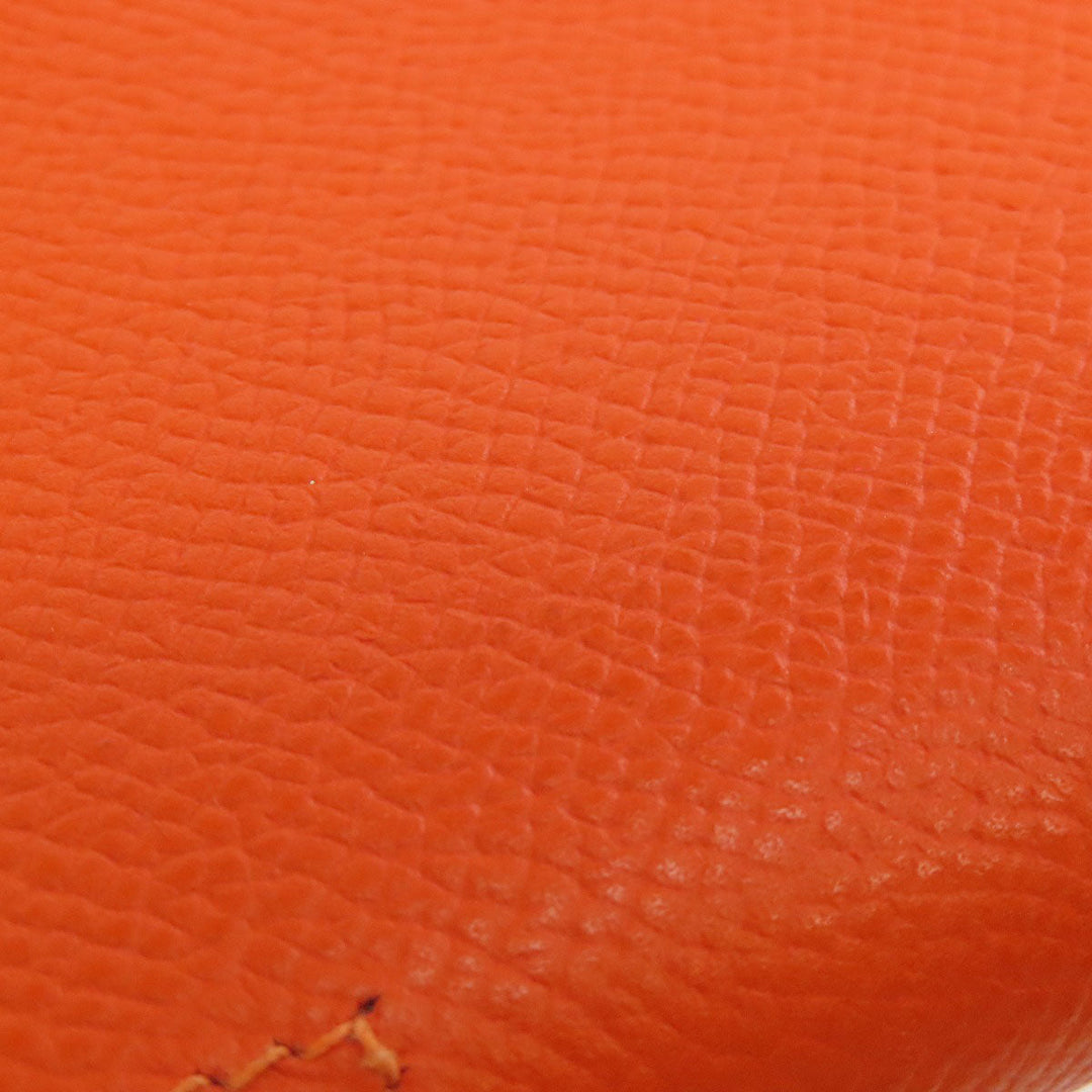 HERMES Coin case Epsom Orange Azap Silkin Compact SilverMetal Women Used Authentic