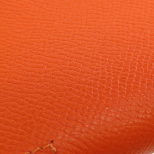 HERMES Coin case Epsom Orange Azap Silkin Compact SilverMetal Women Used Authentic