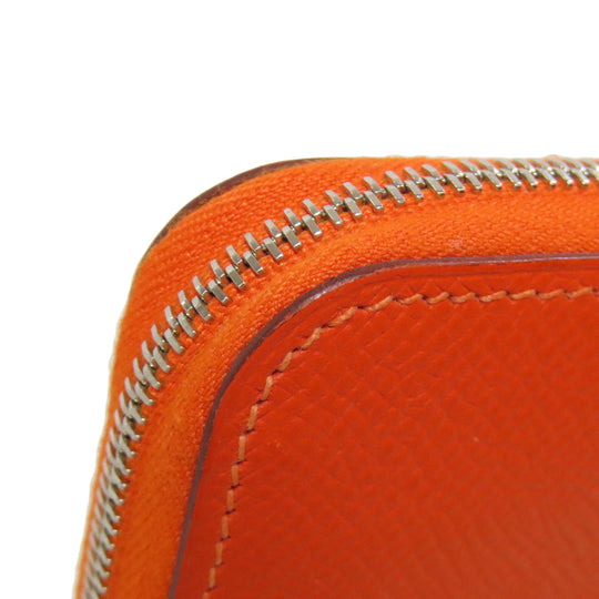 HERMES Coin case Epsom Orange Azap Silkin Compact SilverMetal Women Used Authentic