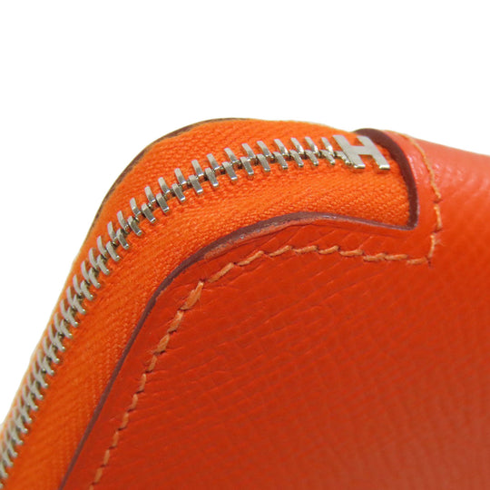 HERMES Coin case Epsom Orange Azap Silkin Compact SilverMetal Women Used Authentic
