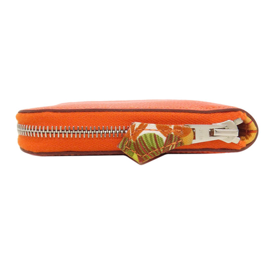 HERMES Coin case Epsom Orange Azap Silkin Compact SilverMetal Women Used Authentic