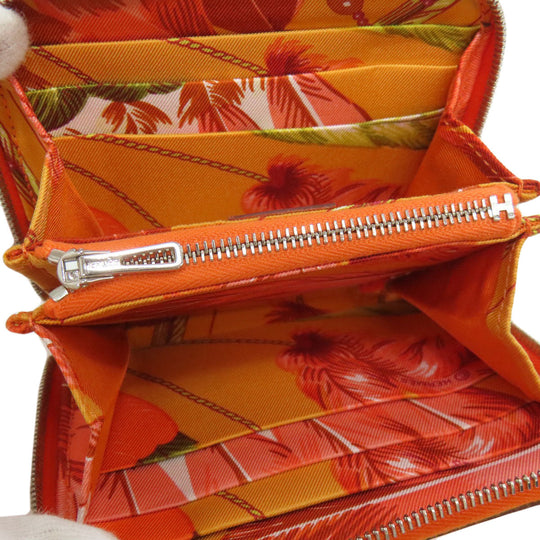 HERMES Coin case Epsom Orange Azap Silkin Compact SilverMetal Women Used Authentic