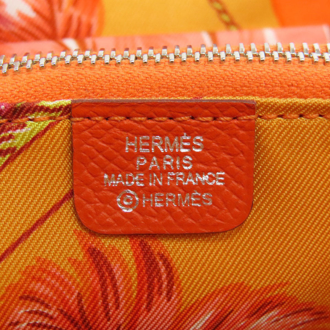 HERMES Coin case Epsom Orange Azap Silkin Compact SilverMetal Women Used Authentic