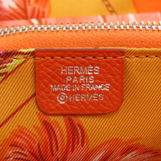 HERMES Coin case Epsom Orange Azap Silkin Compact SilverMetal Women Used Authentic