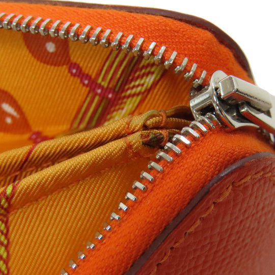 HERMES Coin case Epsom Orange Azap Silkin Compact SilverMetal Women Used Authentic
