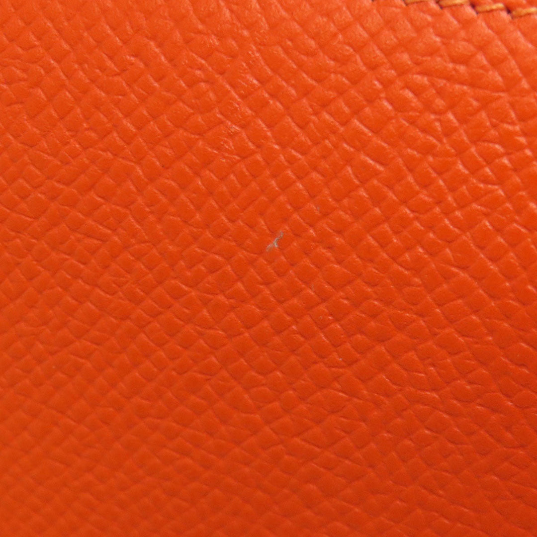 HERMES Coin case Epsom Orange Azap Silkin Compact SilverMetal Women Used Authentic