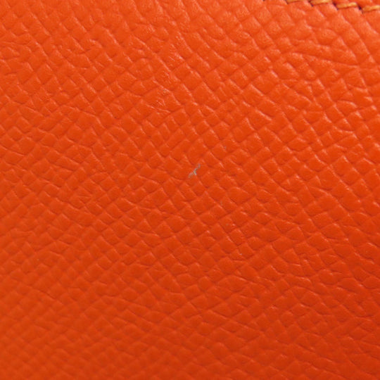 HERMES Coin case Epsom Orange Azap Silkin Compact SilverMetal Women Used Authentic