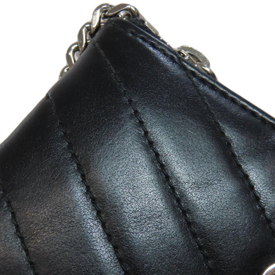 YVES SAINT LAURENT Coin case leather black Logo key ring included